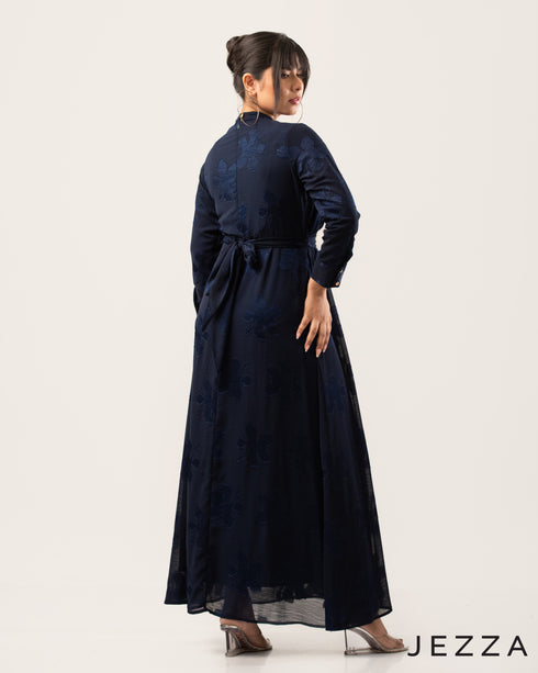 Decorative Brocaded Chiffon Evening Dress 63331